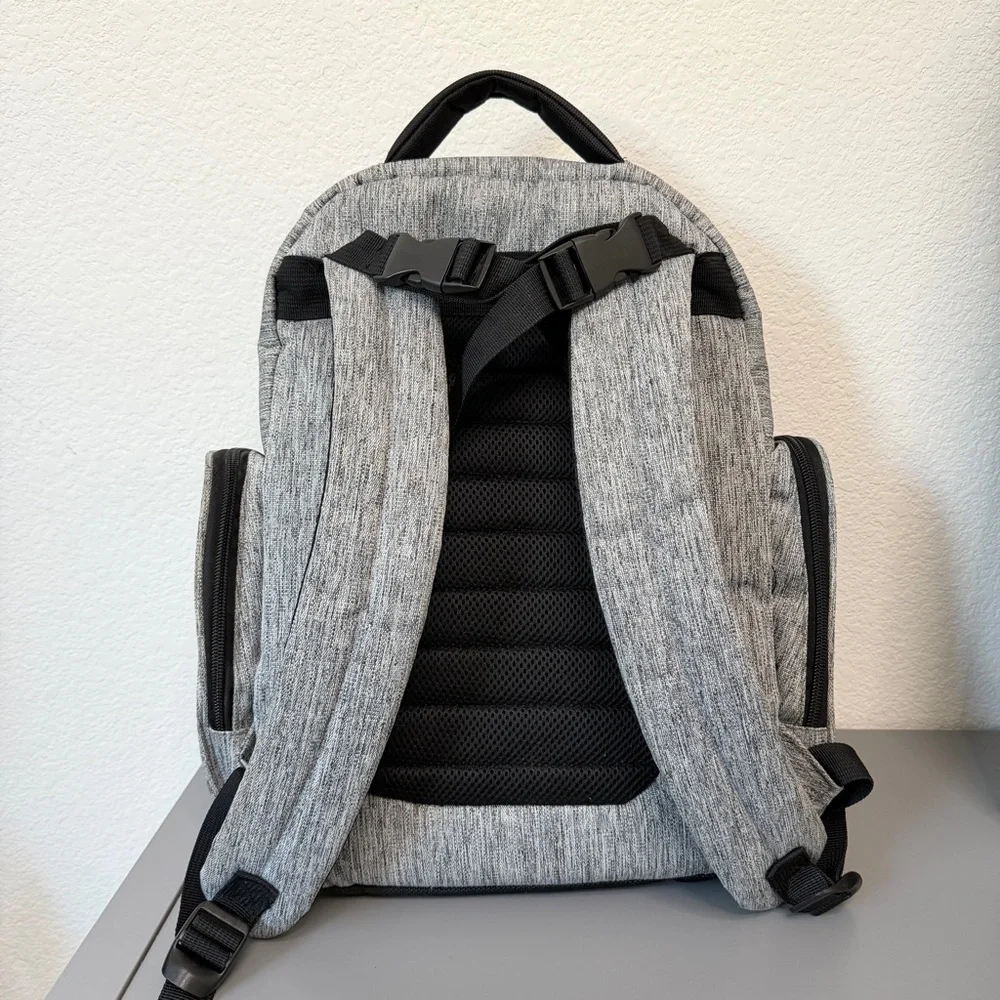 Eddie Bauer Rainier Back Pack Diaper Bag in gray and black.